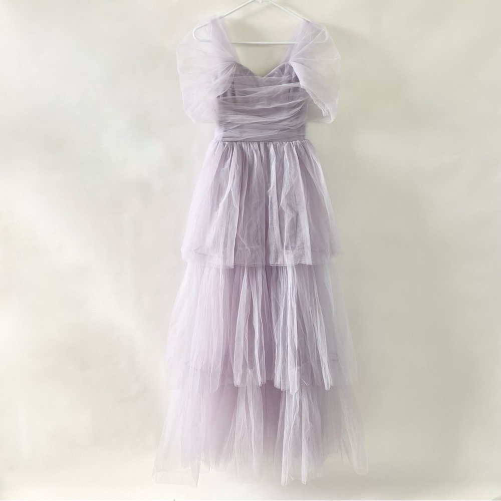 NWT Lace & Beads Lavender Tulle Maxi Gown Dress 2 - Picture 3 of 16